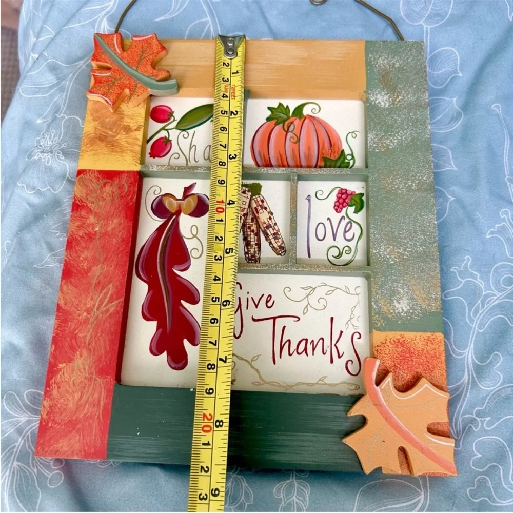 Charming Fall Rustic Sectional Wall Decor with Leaves, Pumpkin and 